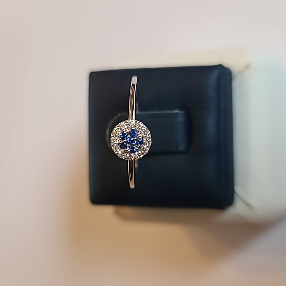 Jewelry - 14KT gold and diamond and sapphire Petite ring.